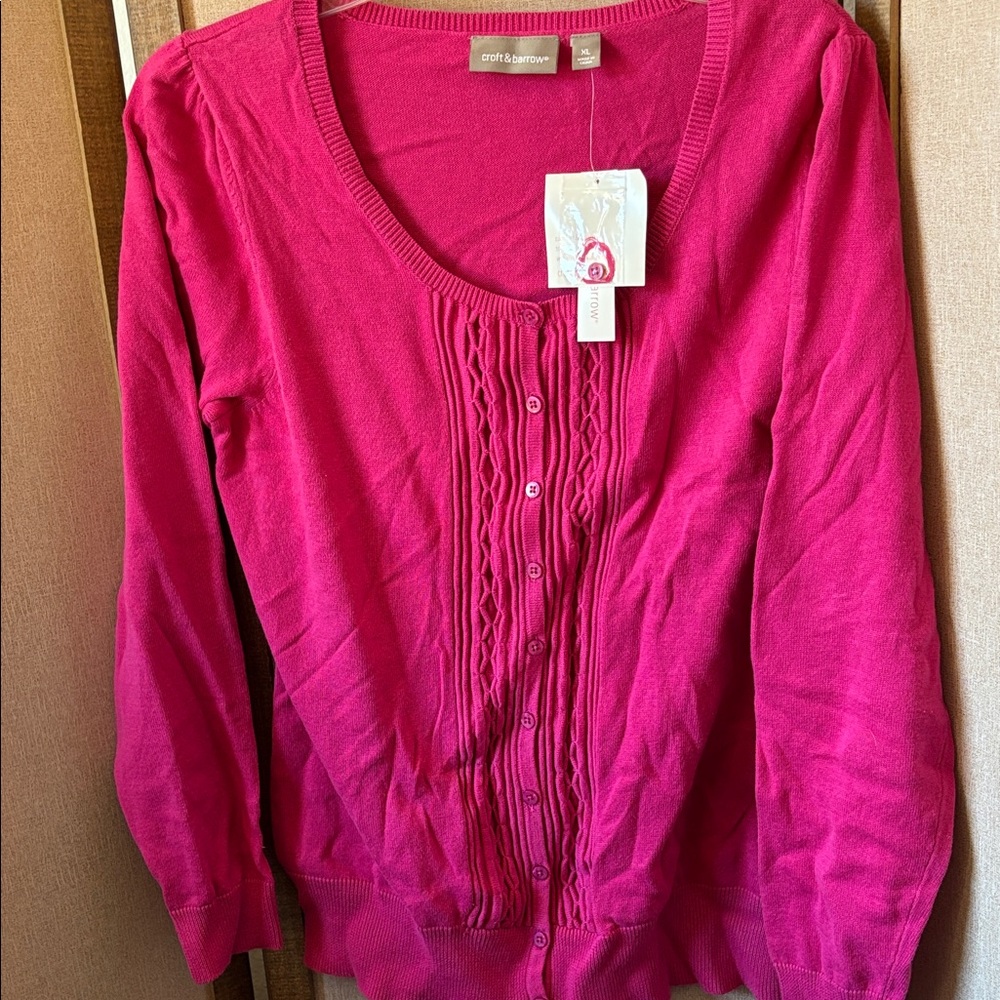 Croft & Barrow Fuchsia Button-Up Cardigan xl nwt